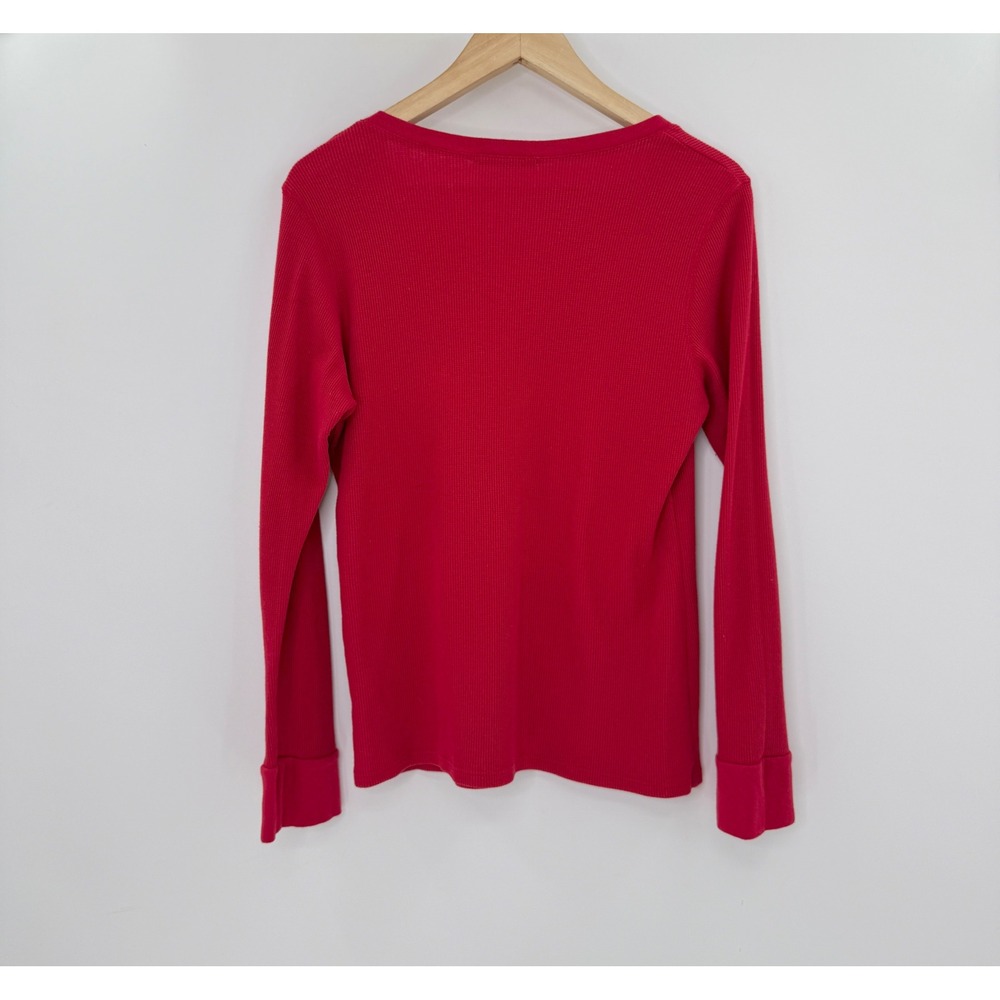Active Basic 1XL Long Sleeve V Neck Waffle Knit‎ Top Red Basic Runs Small - Picture 2 of 10